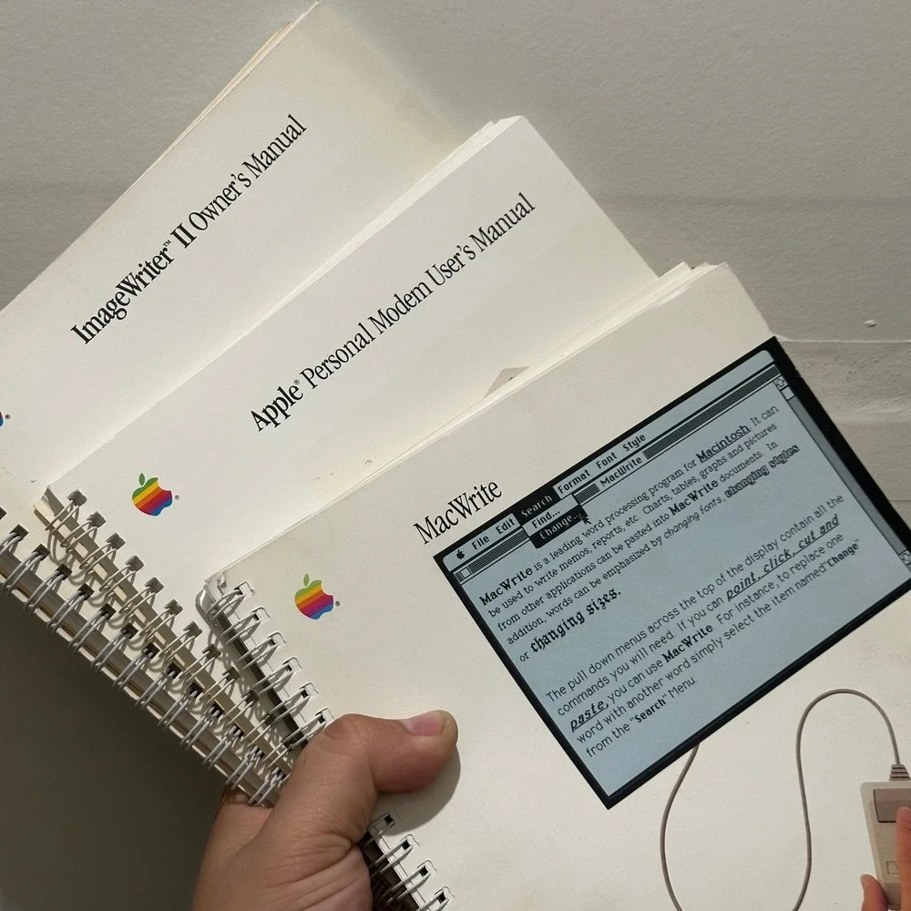 Vintage Apple Manual Lot MacWrite ImageWriter II Personal Modem 1980s Computing